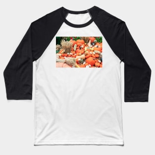 Autumn Butternut Pumpkins Wheat Nature Photography Baseball T-Shirt